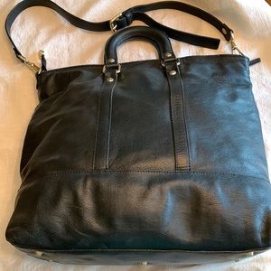 INNUE Italian Black leather satchel/shoulder bag. Adj/removable strap Exc Con
